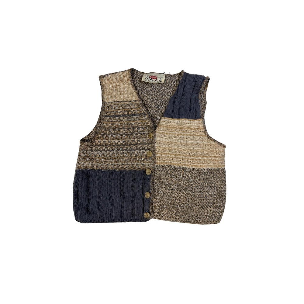 Vintage 90s S.W.A.K. Dark Academia Earth Tone Knit Sweater Vest